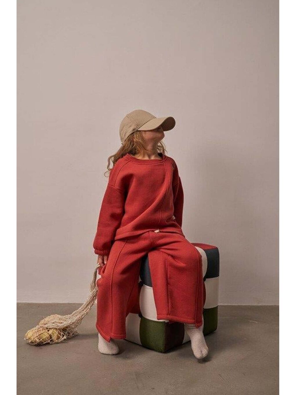 Kahverengi Kiremit Omuz Nakışlı Asimetrik Detaylı Alt Üst Takım-5