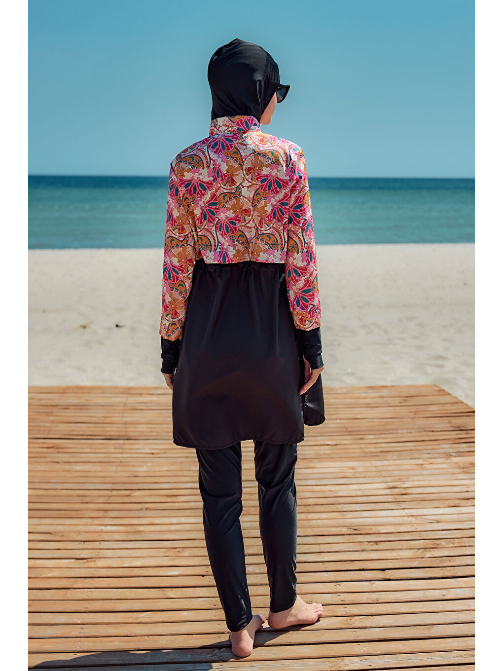 Siyah Tam Kapalı Tesettür Mayo Hale R2501-1