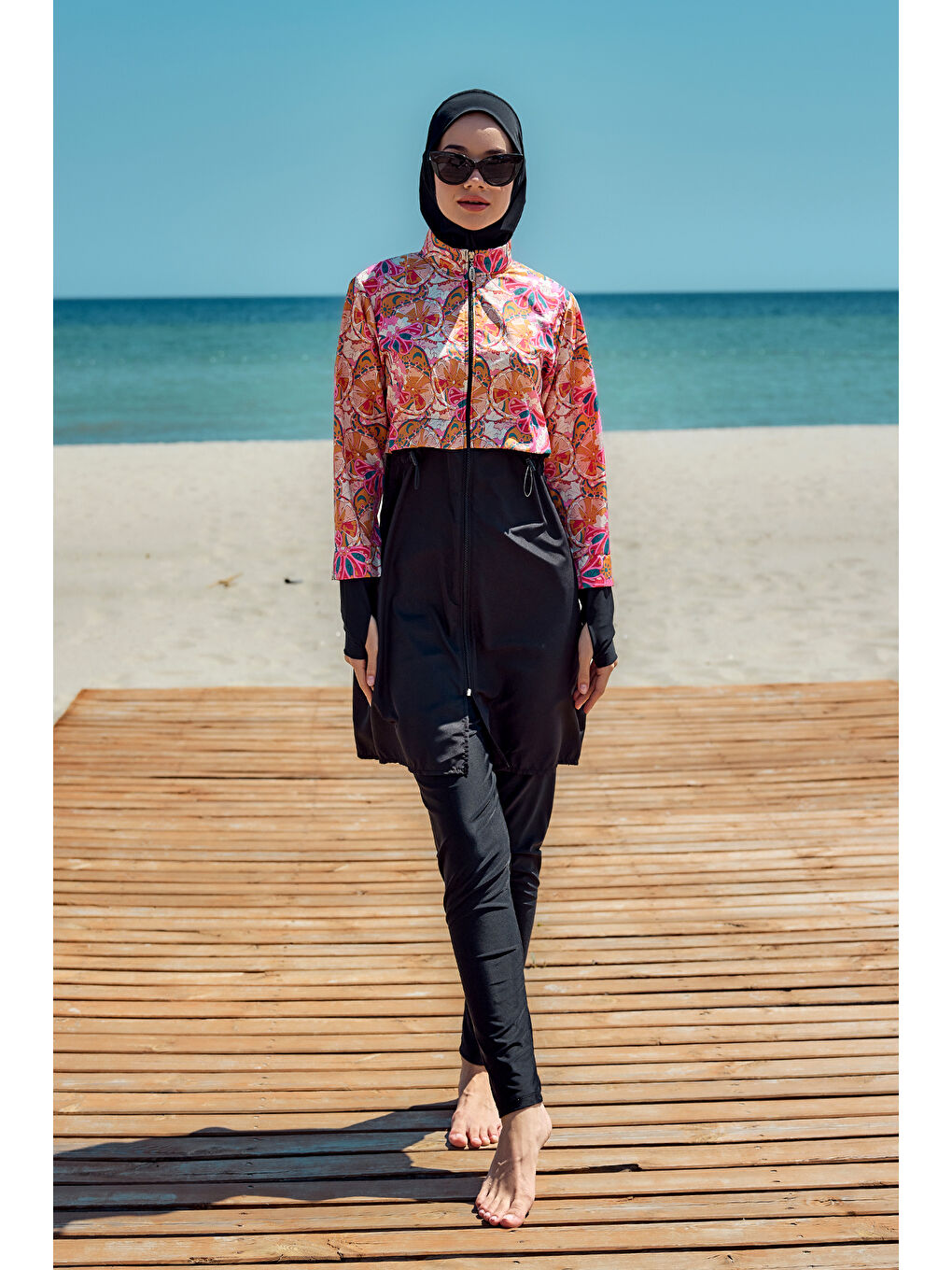 Siyah Tam Kapalı Tesettür Mayo Hale R2501-3