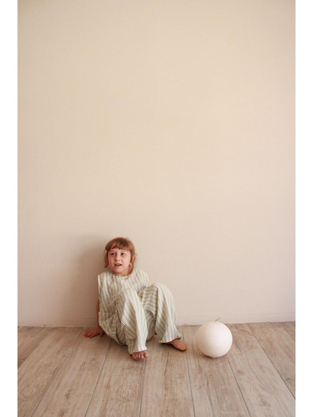 Yeşil Çizgili Asimetrik Cepli Müslin Takım-5