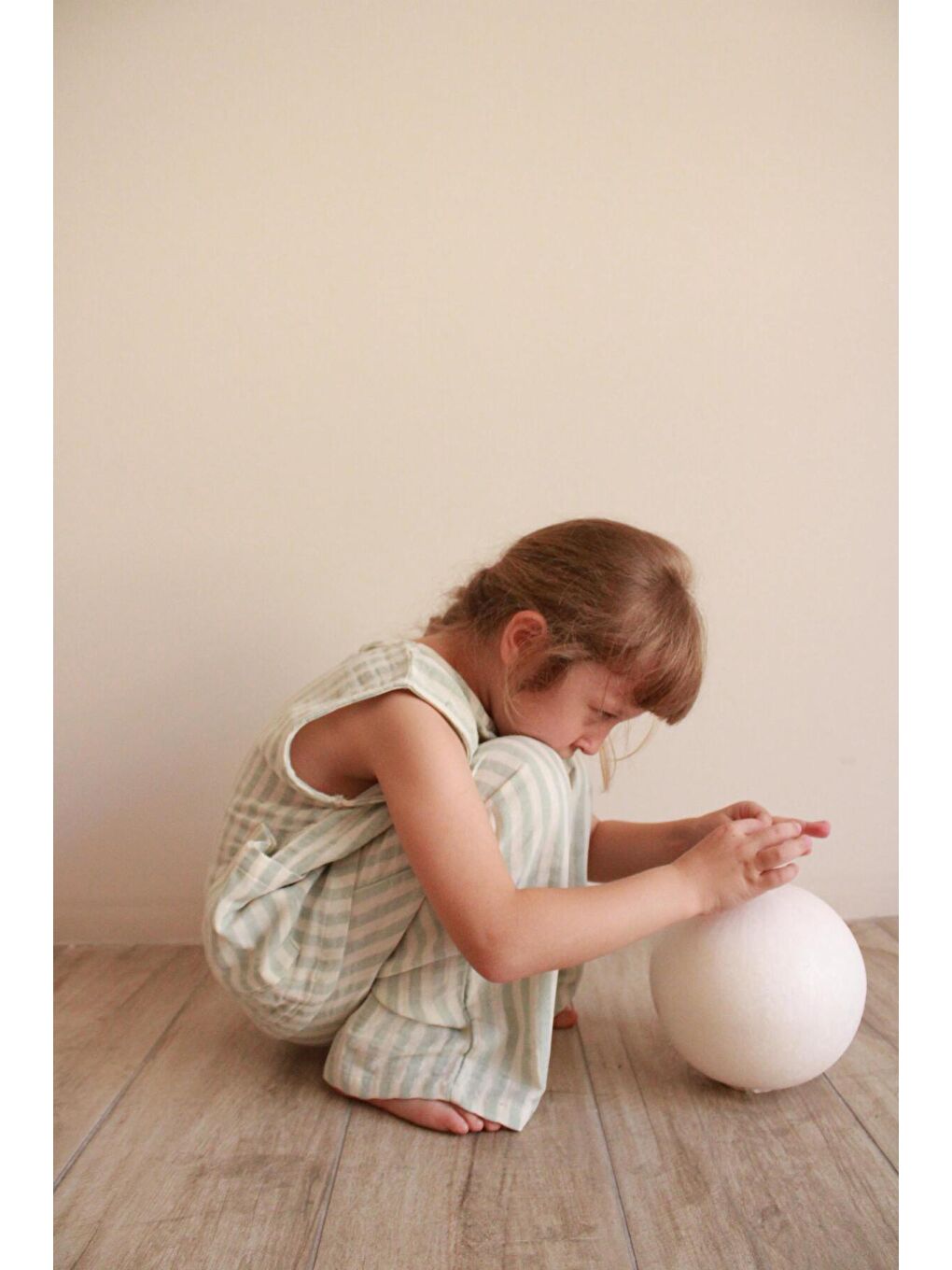 Yeşil Çizgili Asimetrik Cepli Müslin Takım-7