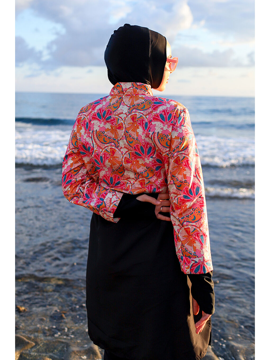 Siyah Tam Kapalı Tesettür Mayo Hale R2501-9