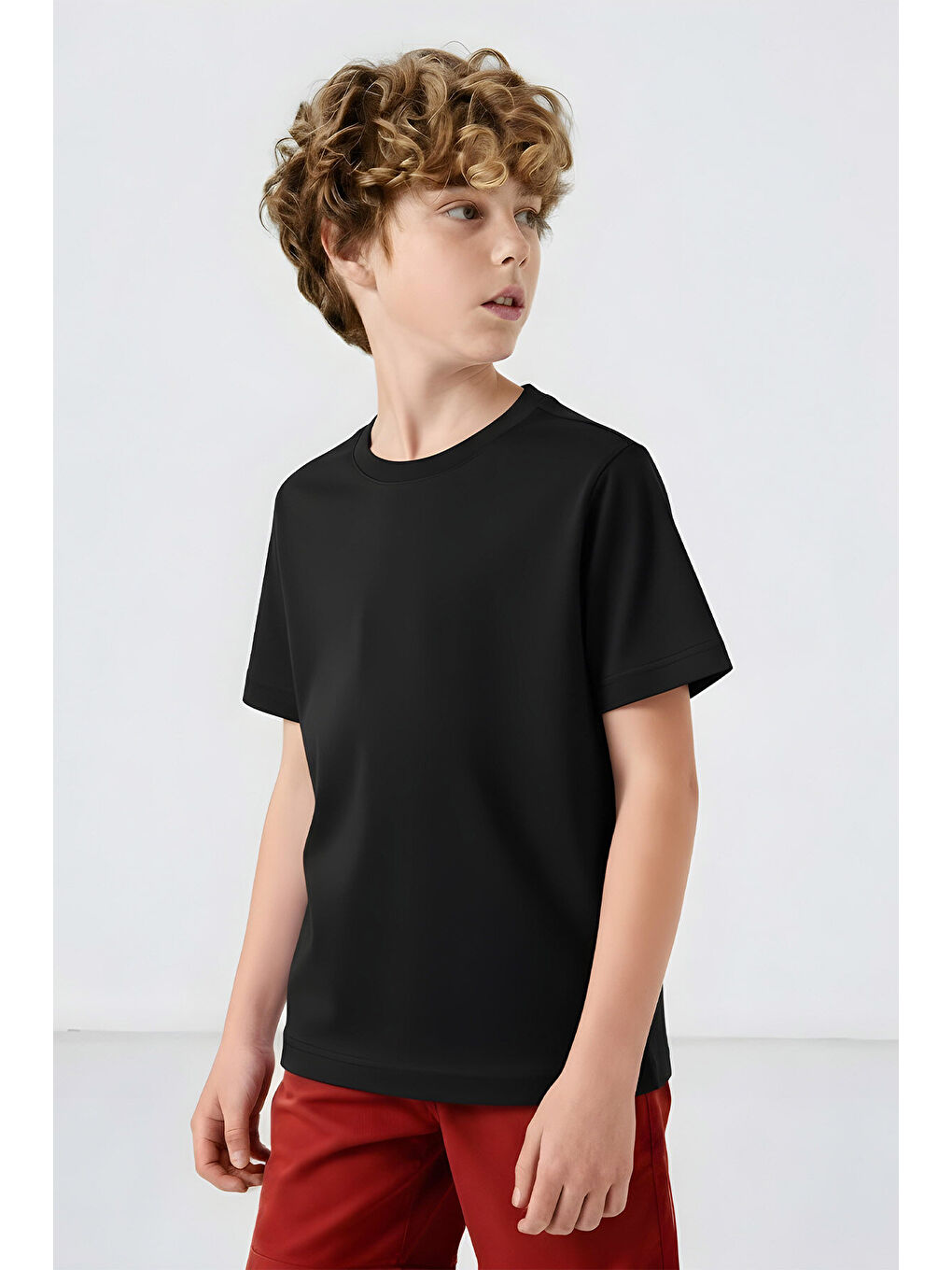 Standart Fit Basic O Yaka 3lü Paket Gri Melanj-Antrasit-Beyaz Unisex Çocuk T-Shirt - 11328-3