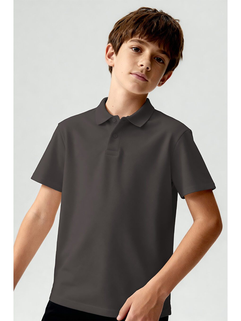 Standart Fit Basic Polo Yaka 3lü Paket Lacivert-Koyu Gri-Fiesta Unisex Çocuk T-Shirt - 11330-3