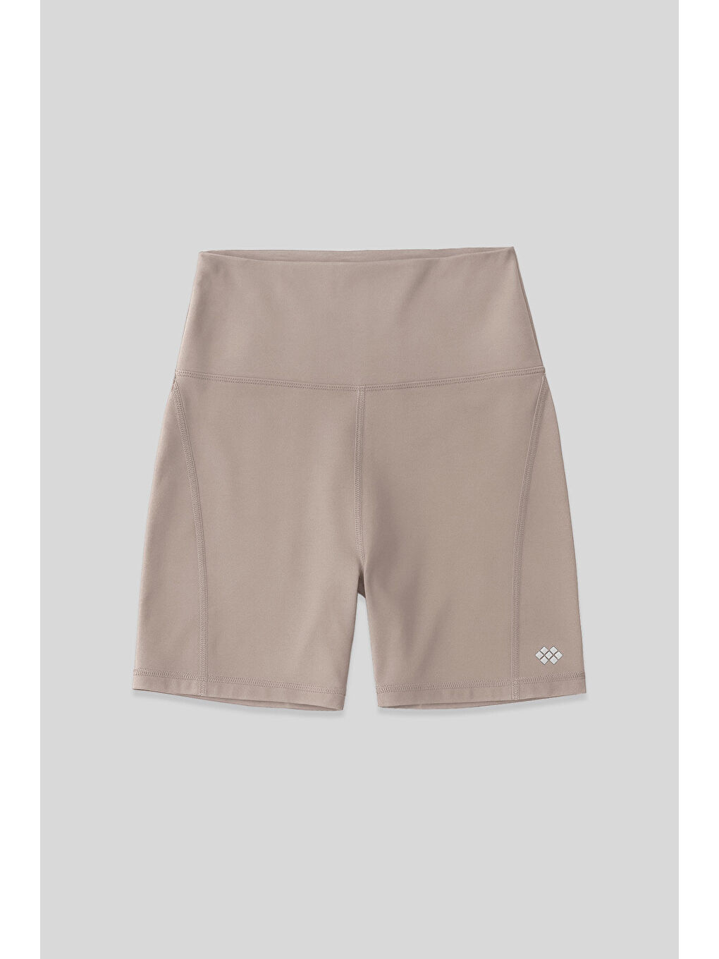 Koyu Bej Kemer Detaylı Yüksek Bel Slim Fit Kısa Biker Kadın Tayt - 91017-1