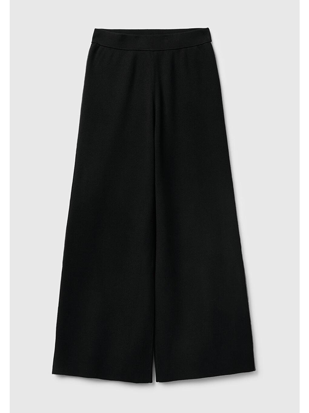 Kadın Siyah Viskoz Karışımlı Beli Lastikli Geniş Paça Pantolon-1