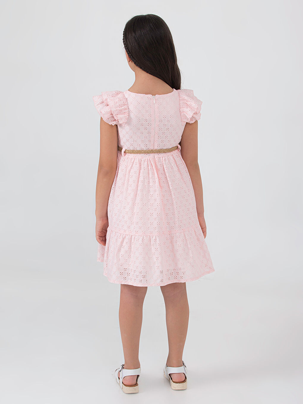 Pembe Gilrs Kız Çocuk Elbise 6-9 Yaş Pudra-2