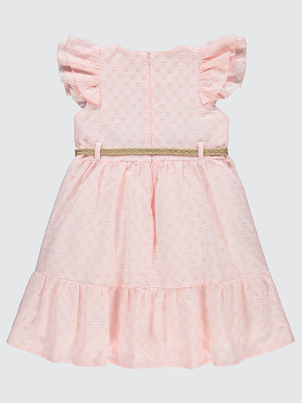 Pembe Gilrs Kız Çocuk Elbise 6-9 Yaş Pudra-4