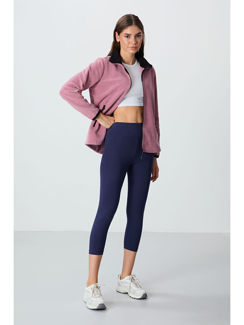 Slim Fit 3lü Paket İndigo-Gül Kurusu-Kahverengi Kadın Kapri Tayt - 93097-2