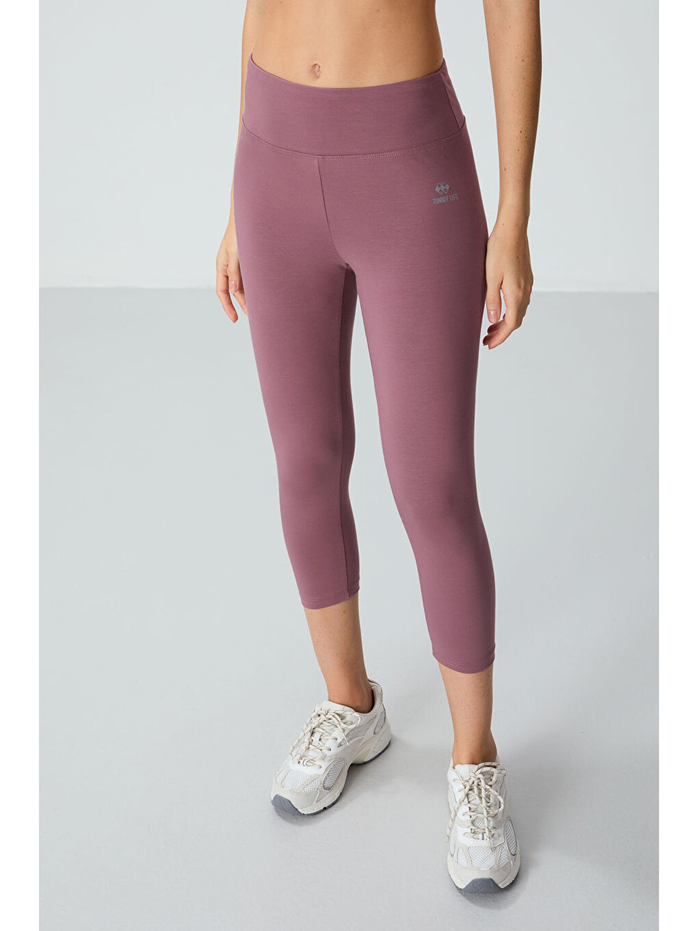 Slim Fit 3lü Paket İndigo-Gül Kurusu-Kahverengi Kadın Kapri Tayt - 93097-4