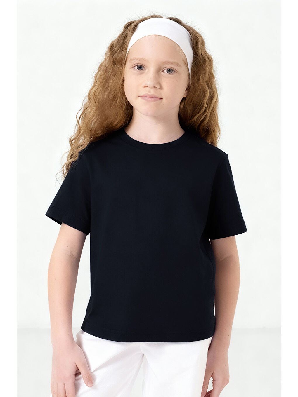 Standart Fit Basic O Yaka 3lü Paket Lacivert-Bej-Koyu Mavi Unisex Çocuk T-Shirt - 11328-4