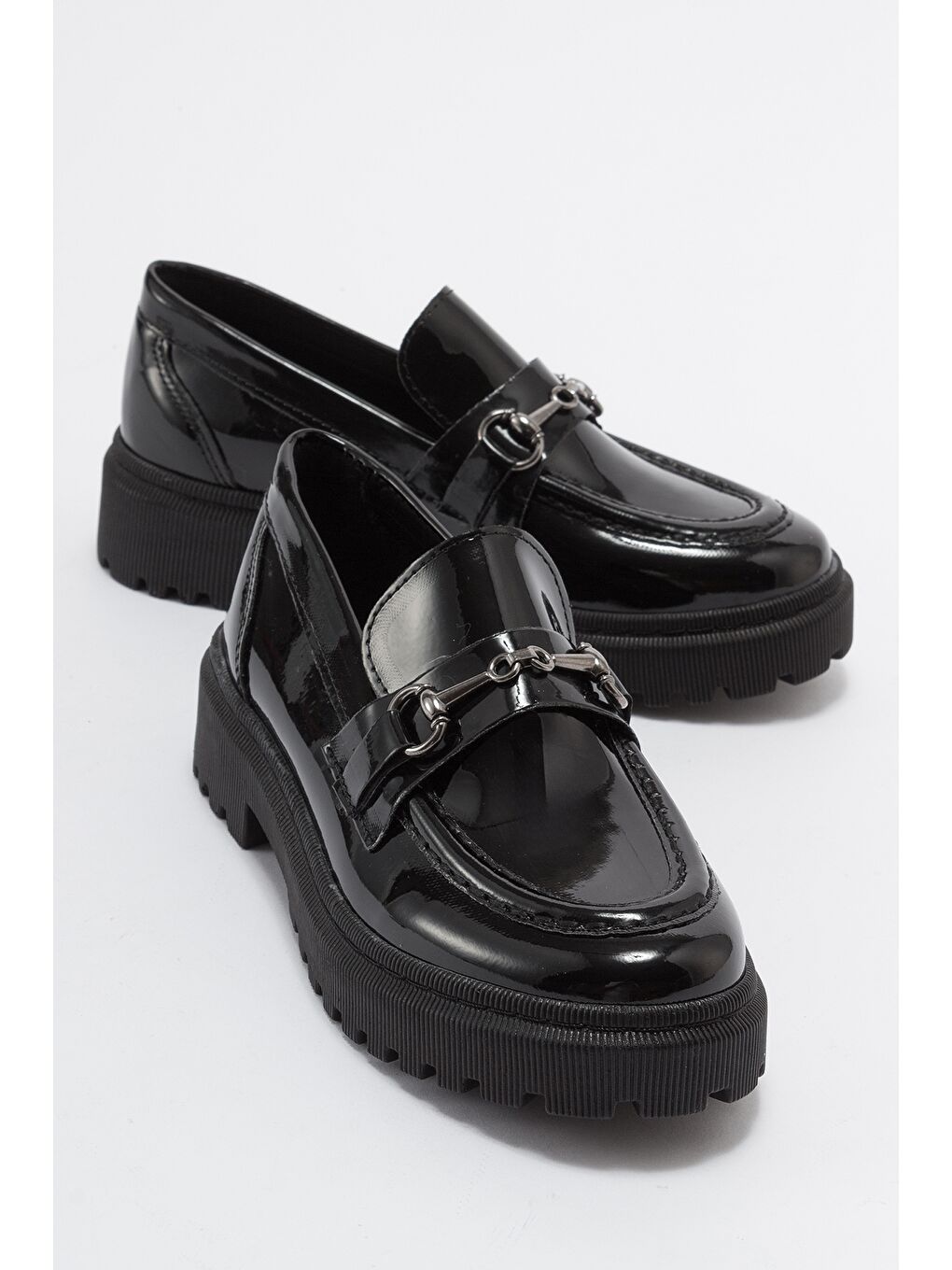 Kız Çocuk Siyah Rugan Rugan Deri Anatomik Kolej Ayakkabı-1