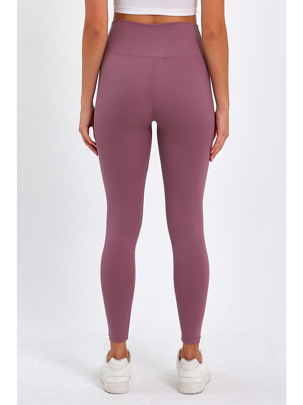 Pembe Kadın Yüksek Kemer Fitilli Tayt-4