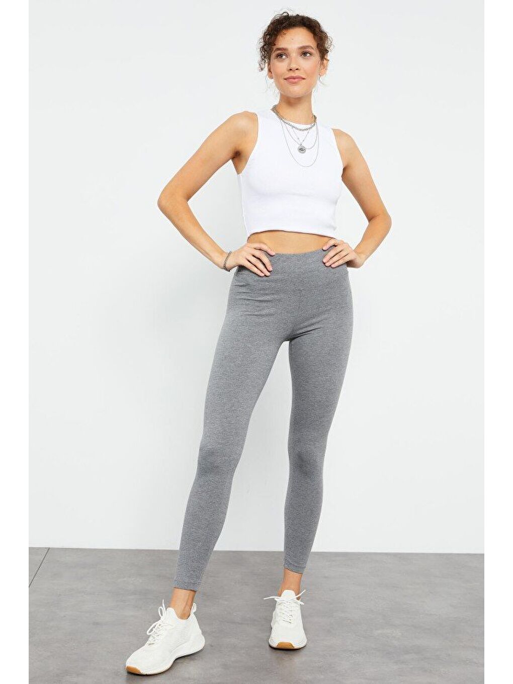 Slim Fit 3lü Paket Siyah-Gri Melanj-Petrol Kadın Tayt - 94011-1