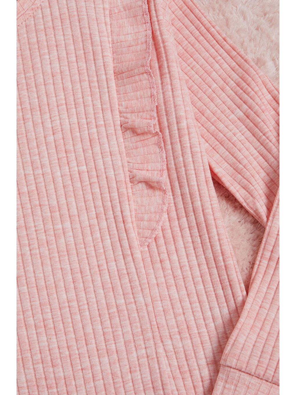 Pembe Önü Fırfırlı Fitilli Uzun Kollu Sweatshirt 16278-3