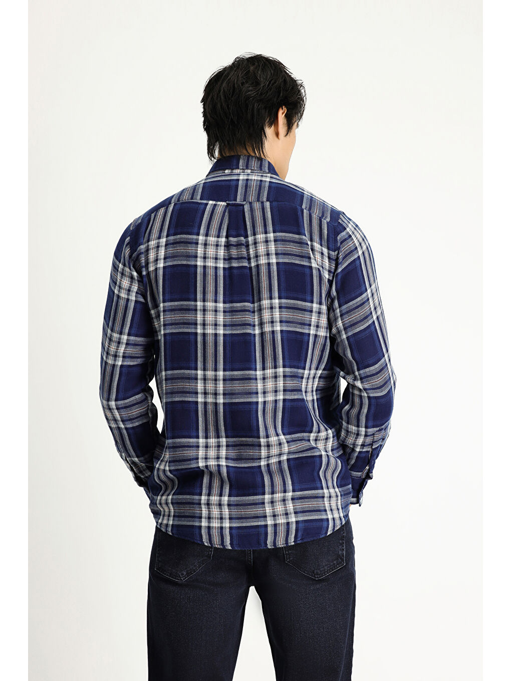 İndigo Uzun Kol Regular Fit Ekose Spor Pamuk Düğmeli Yaka Gömlek-4