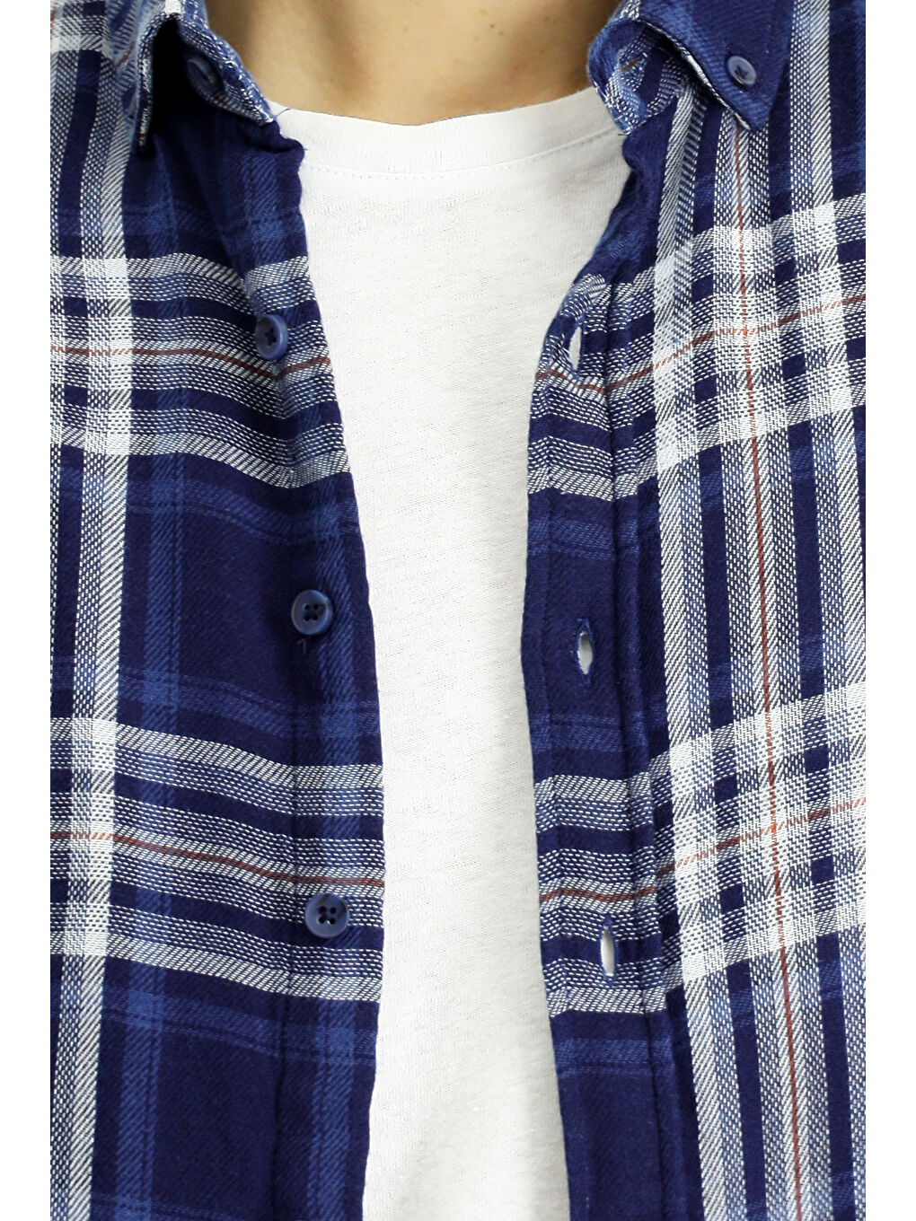 İndigo Uzun Kol Regular Fit Ekose Spor Pamuk Düğmeli Yaka Gömlek-5