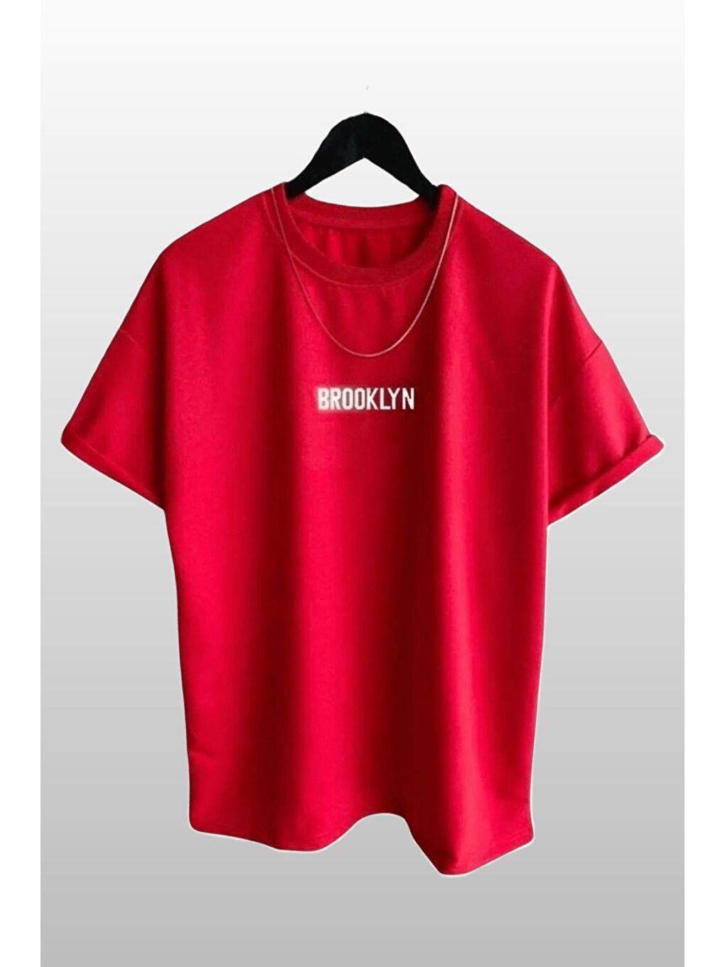 Pembe Kadın Brooklyn Baskılı 2li Paket  Gül Kurusu Kırmızı T Shirt-1