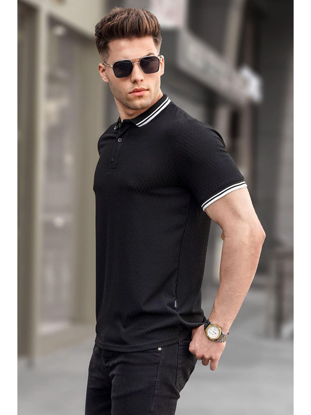 Siyah Basic Polo Yaka Tişört 5893