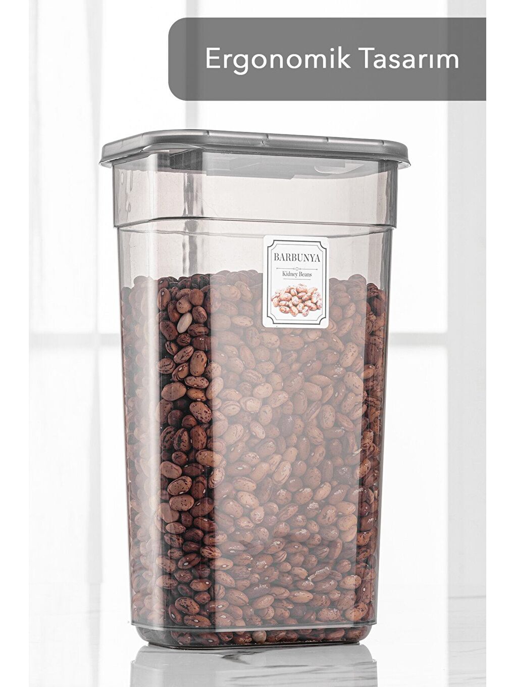 Antrasit 12 Adet Etiketli Sürgülü Kapaklı Saklama Kabı - Jumbo Dikdörtgen Erzak Kabı Kavanoz 12x3,2 lt-2