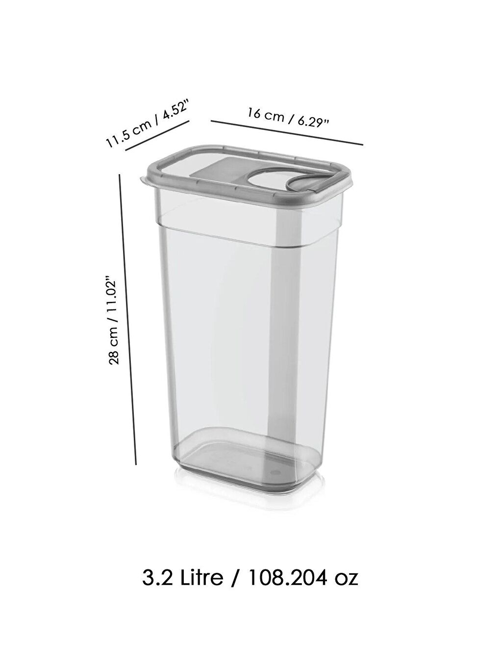 Antrasit 12 Adet Etiketli Sürgülü Kapaklı Saklama Kabı - Jumbo Dikdörtgen Erzak Kabı Kavanoz 12x3,2 lt-5
