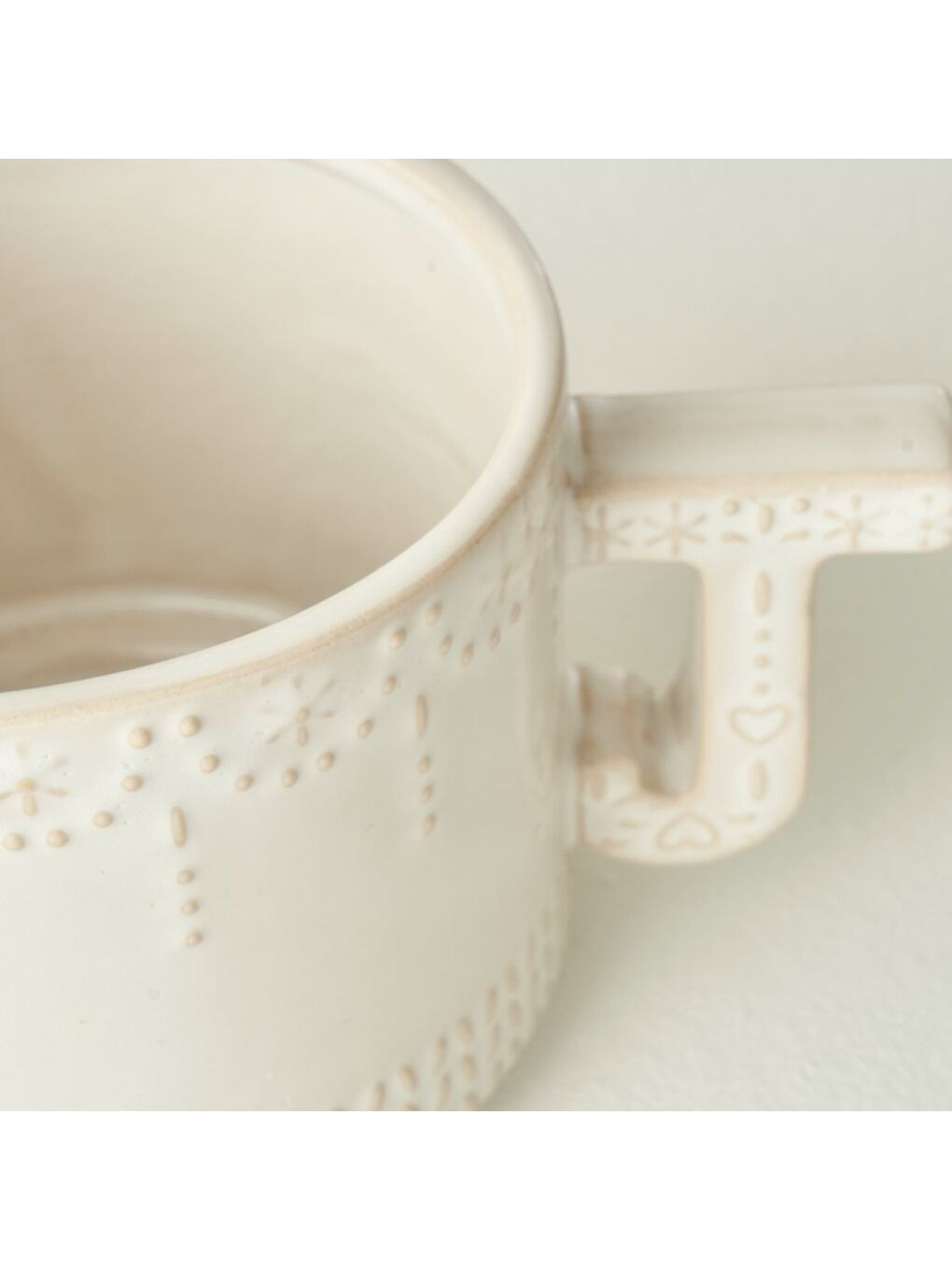 Ekru Joy Stoneware Yılbaşı 3'lü Kupa Seti Krem (390 cc)-2