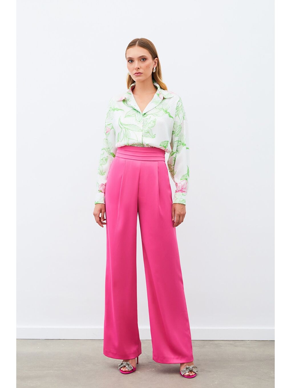 Renkli Desenli Salaş Gömlek - Yeşil-2