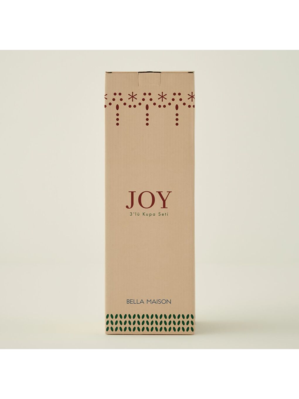 Ekru Joy Stoneware Yılbaşı 3'lü Kupa Seti Krem (390 cc)-5