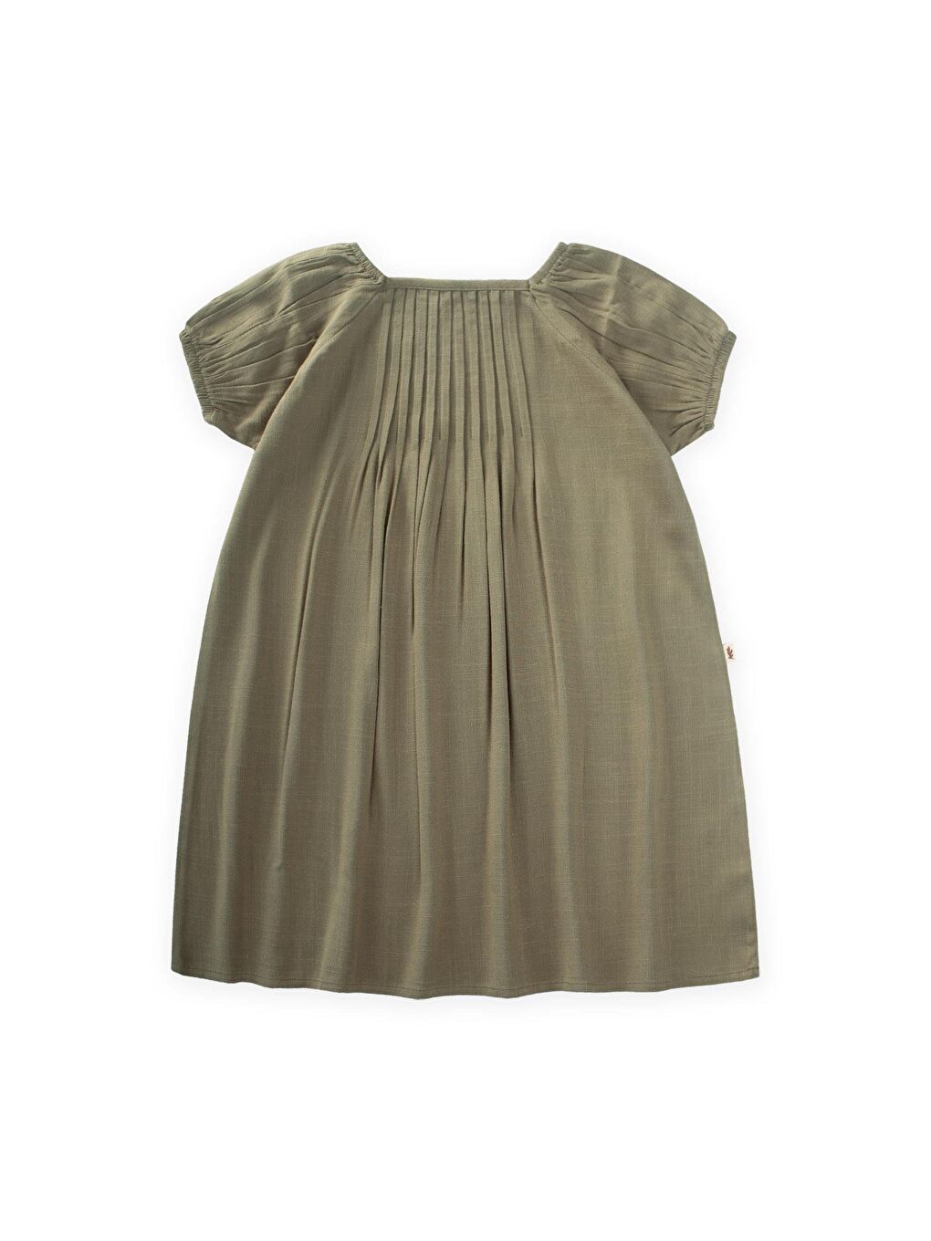 Haki Kız Çocuk Keten Elbise-1