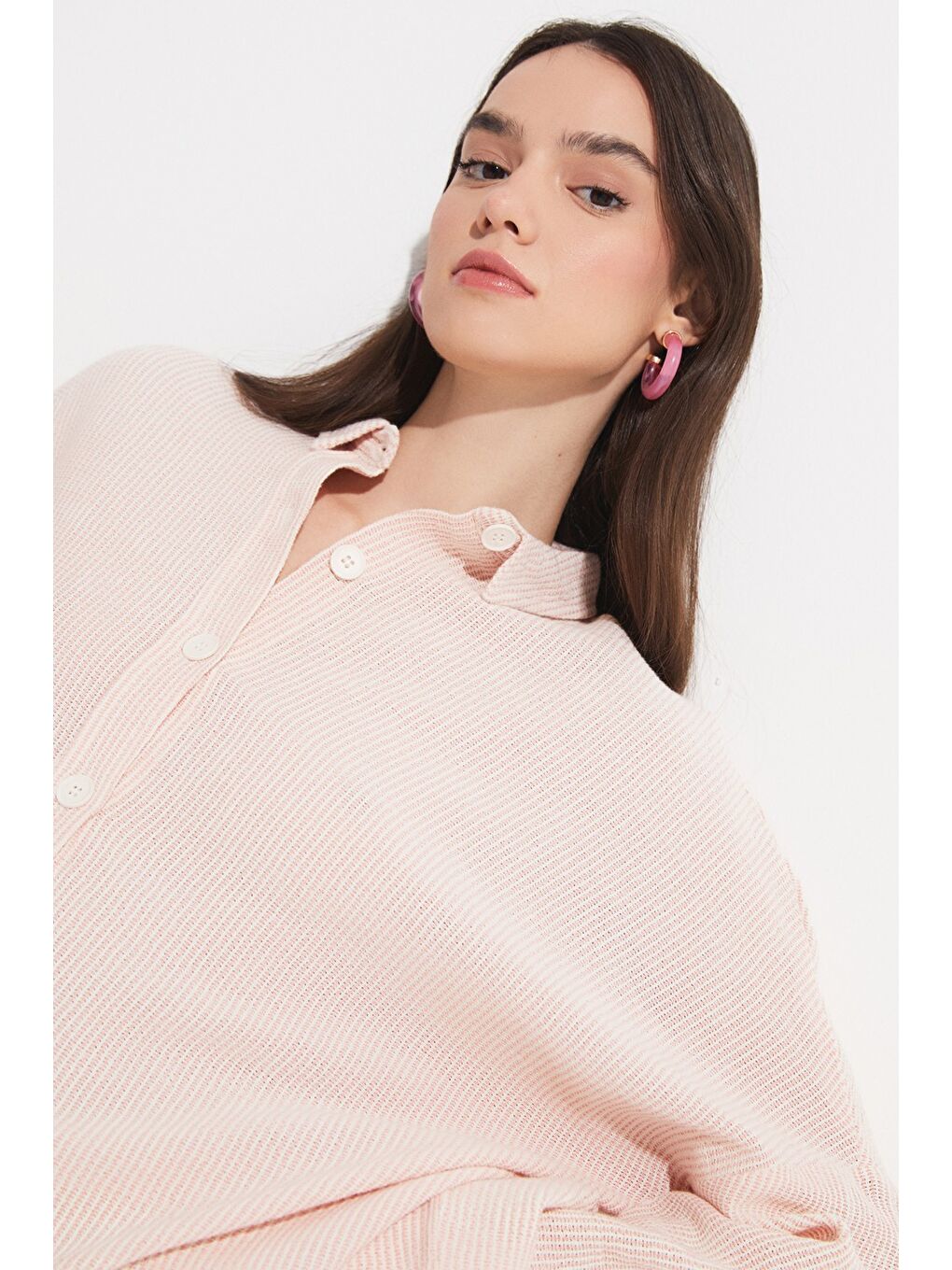 Pembe Kadın Exclusive Boyfriend/Geniş Kalıp %100 Pamuk Gömlek