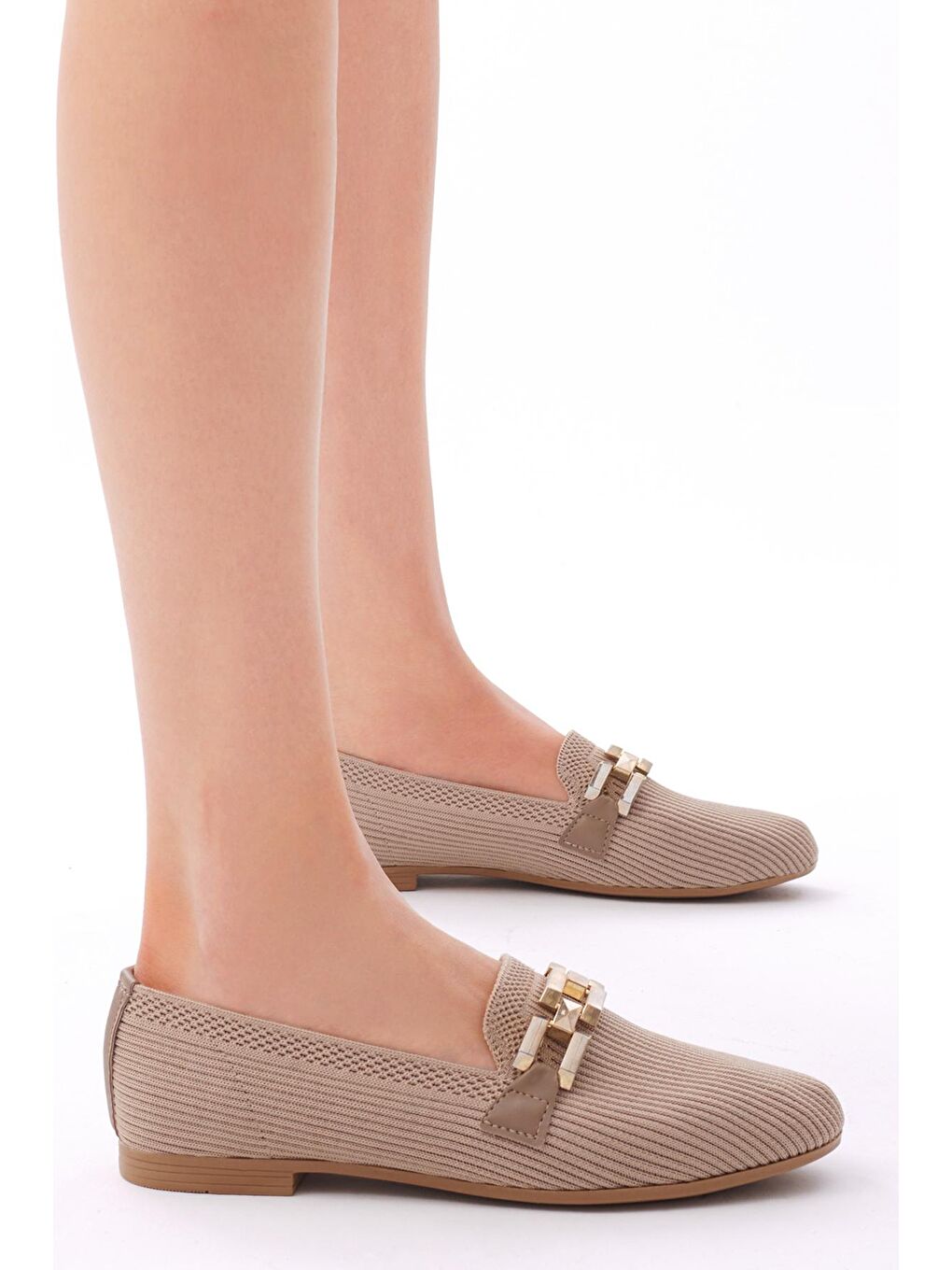 Kahverengi Kadın Vizon Rahat Kalıp Tokalı Örgü Babet-1