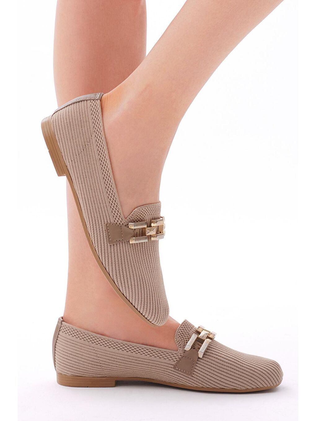 Kahverengi Kadın Vizon Rahat Kalıp Tokalı Örgü Babet-2