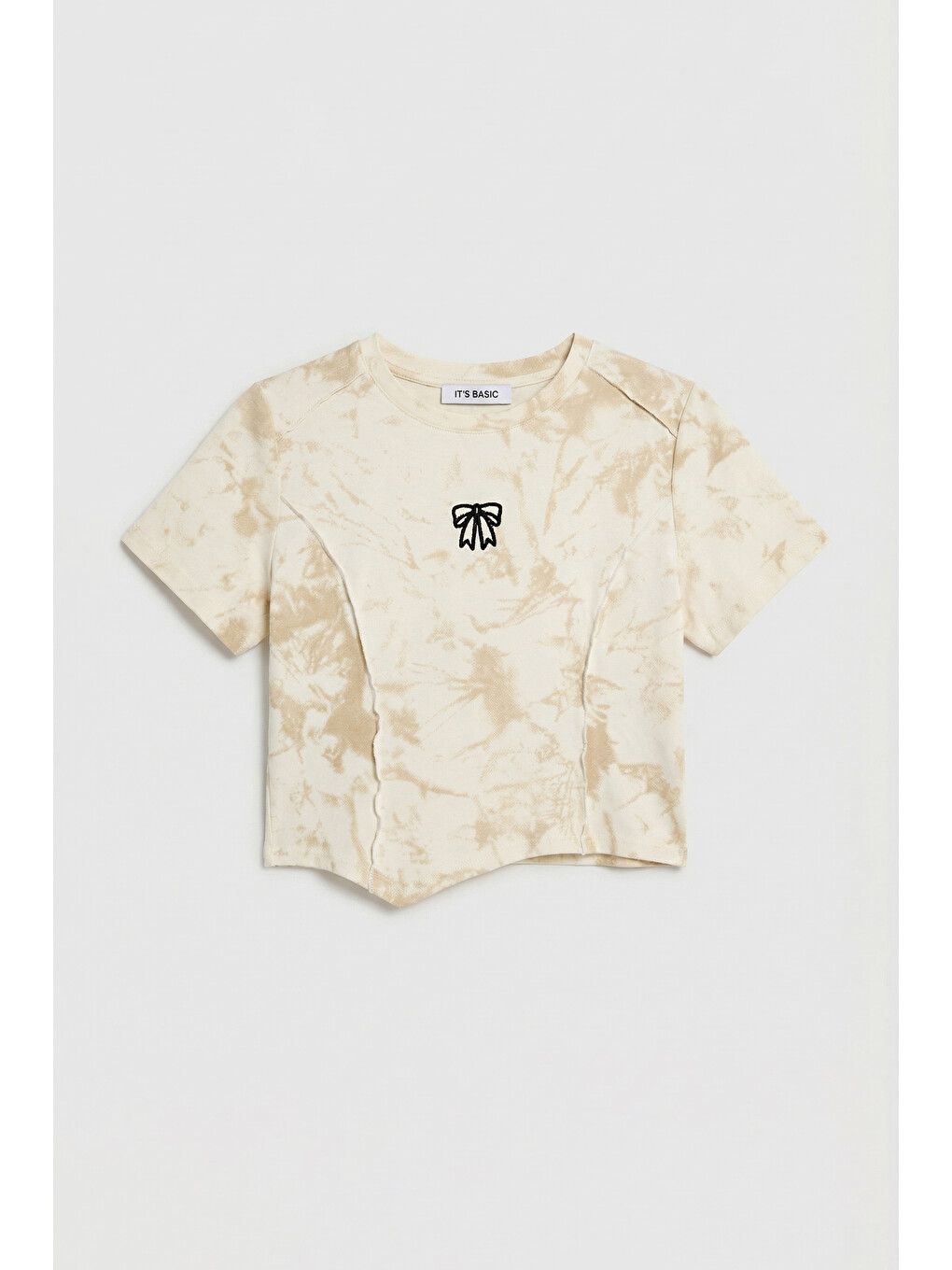 Kadın Bej Ekru W5 Özel Kumaş Elastan Crop Top
