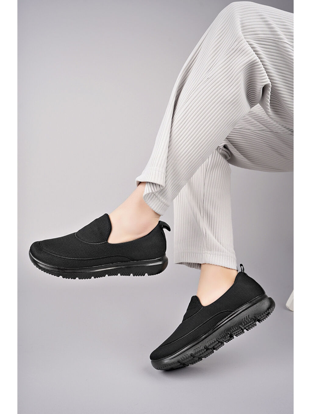 Siyah ZAC Erkek Bağcıksız Nefes Alabilen Hafif Yürüyüş Sneaker Spor Ayakkabı-4