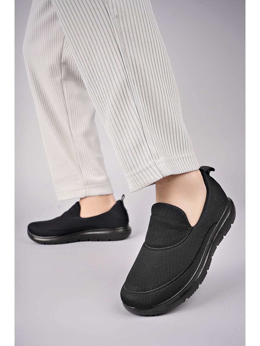 Siyah ZAC Erkek Bağcıksız Nefes Alabilen Hafif Yürüyüş Sneaker Spor Ayakkabı-5