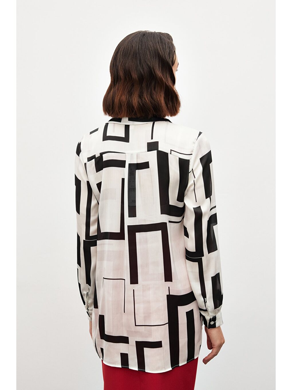 Yanları Yırtmaçlı Gömlek - Siyah-7