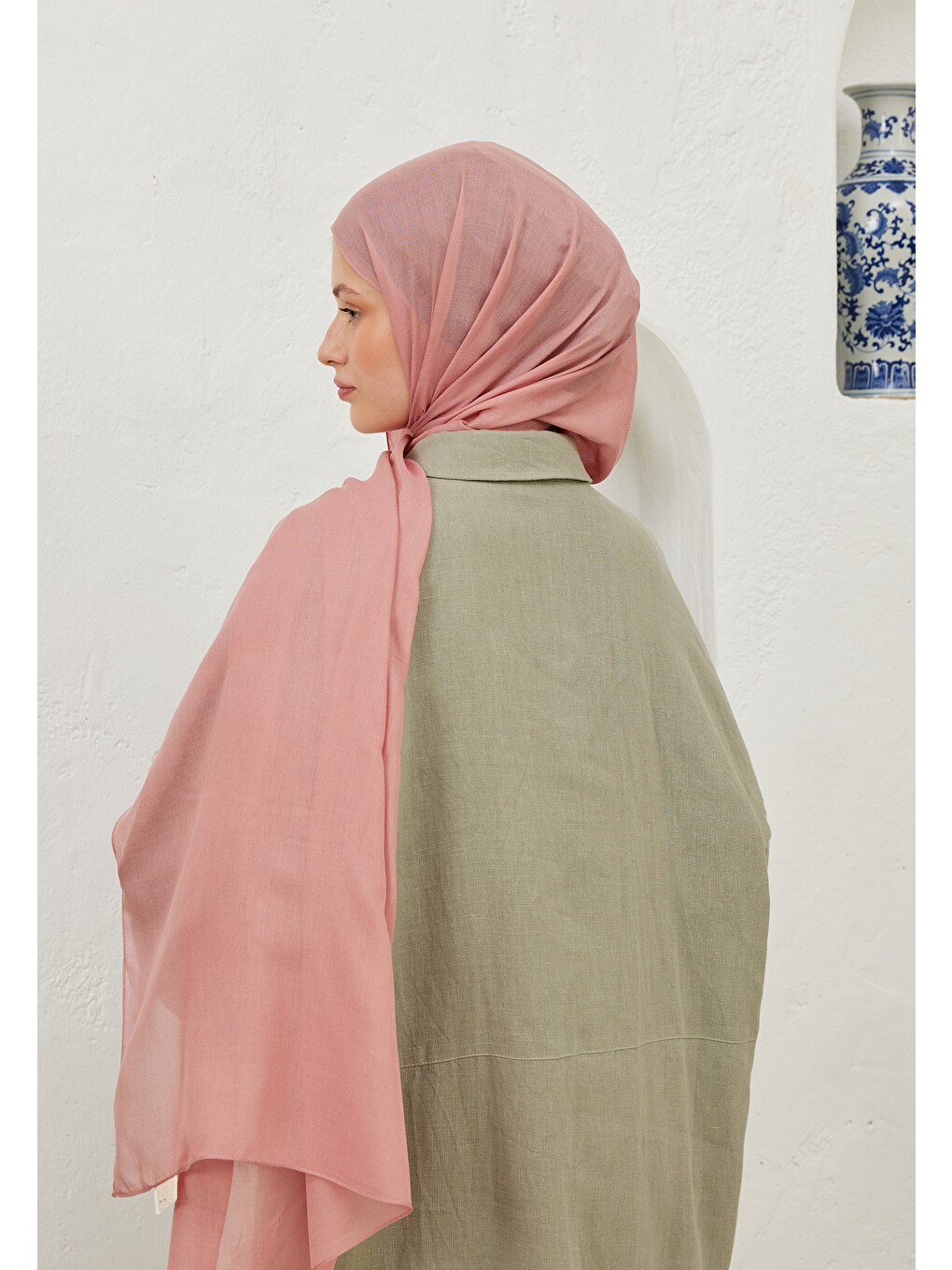 Pembe Rami Viskon Şal Gülpembe-3