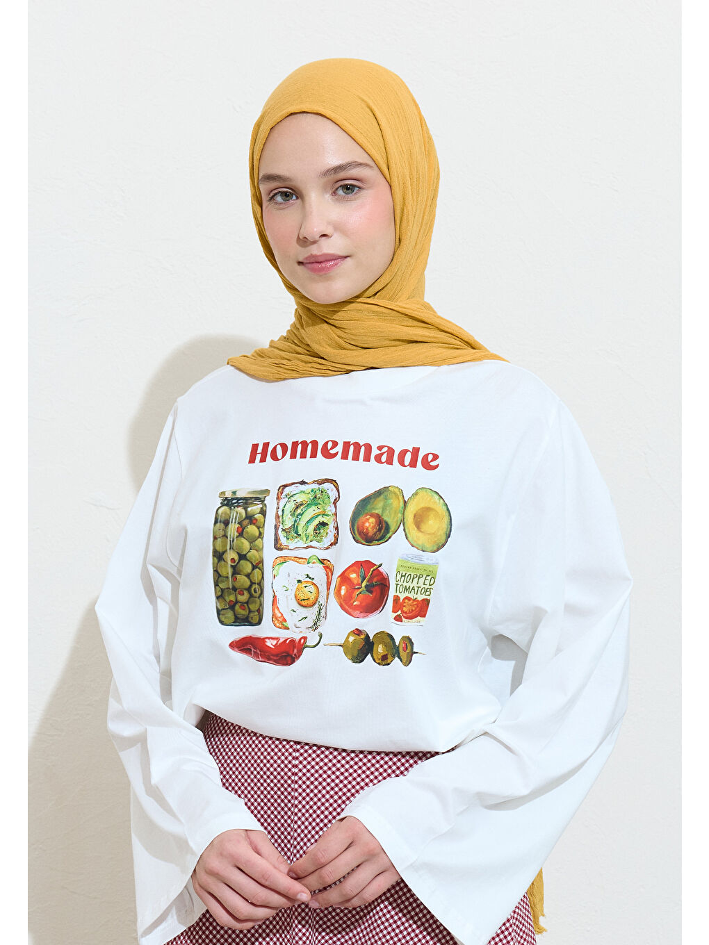 Sarı Honeycomb Pamuklu Keten Şal-1