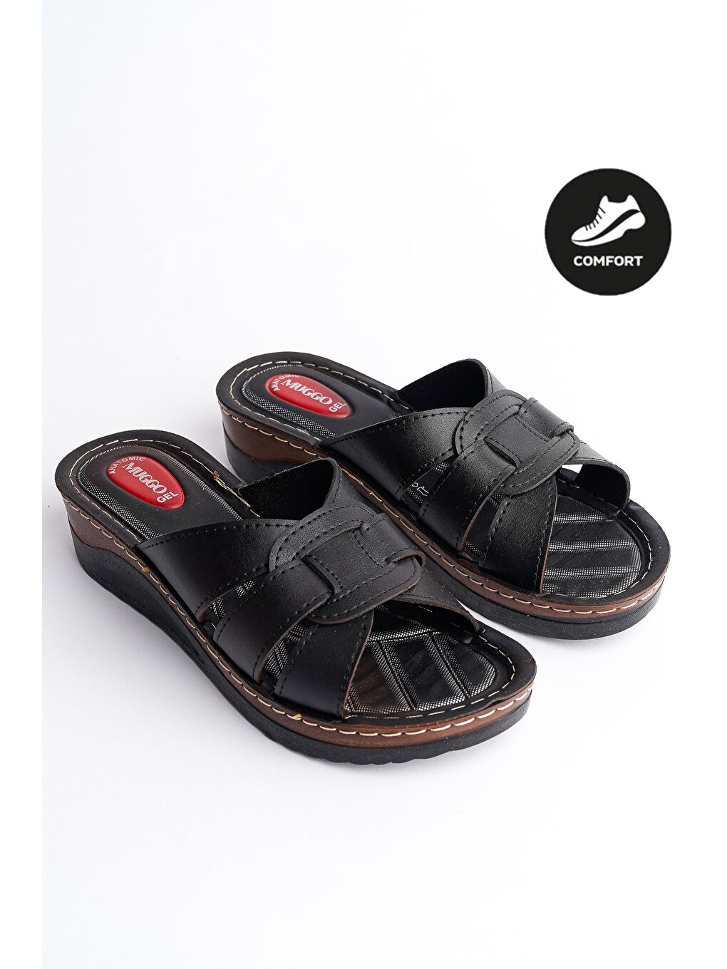 Siyah KONFORT Kadın Günlük Ortopedik Kaymaz Taban Rahat Terlik