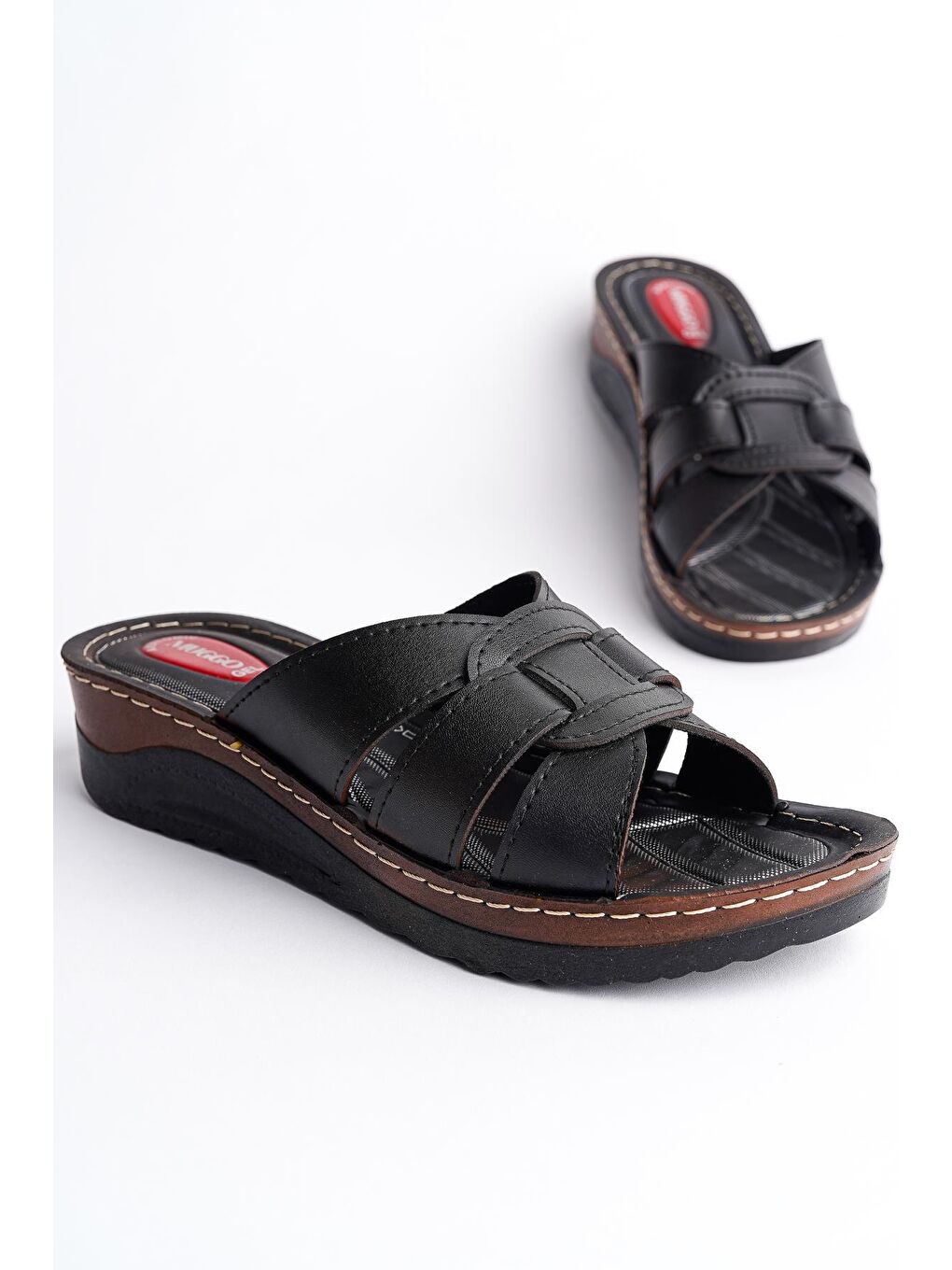 Siyah KONFORT Kadın Günlük Ortopedik Kaymaz Taban Rahat Terlik-1