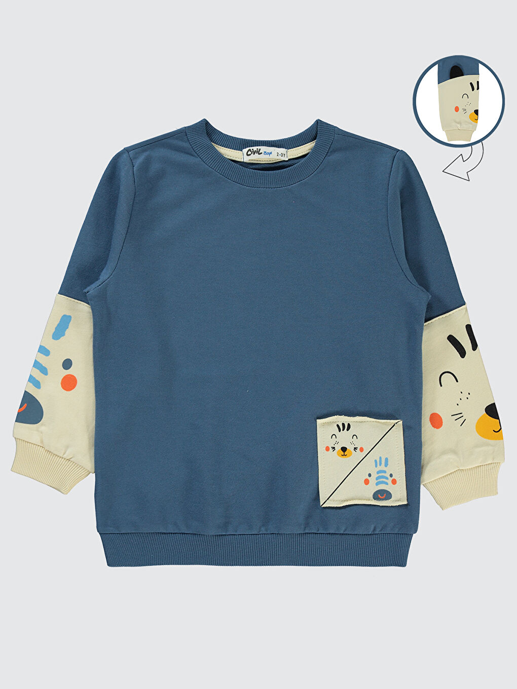 Boys Erkek Çocuk Sweatshirt 2-5 Yaş İndigo