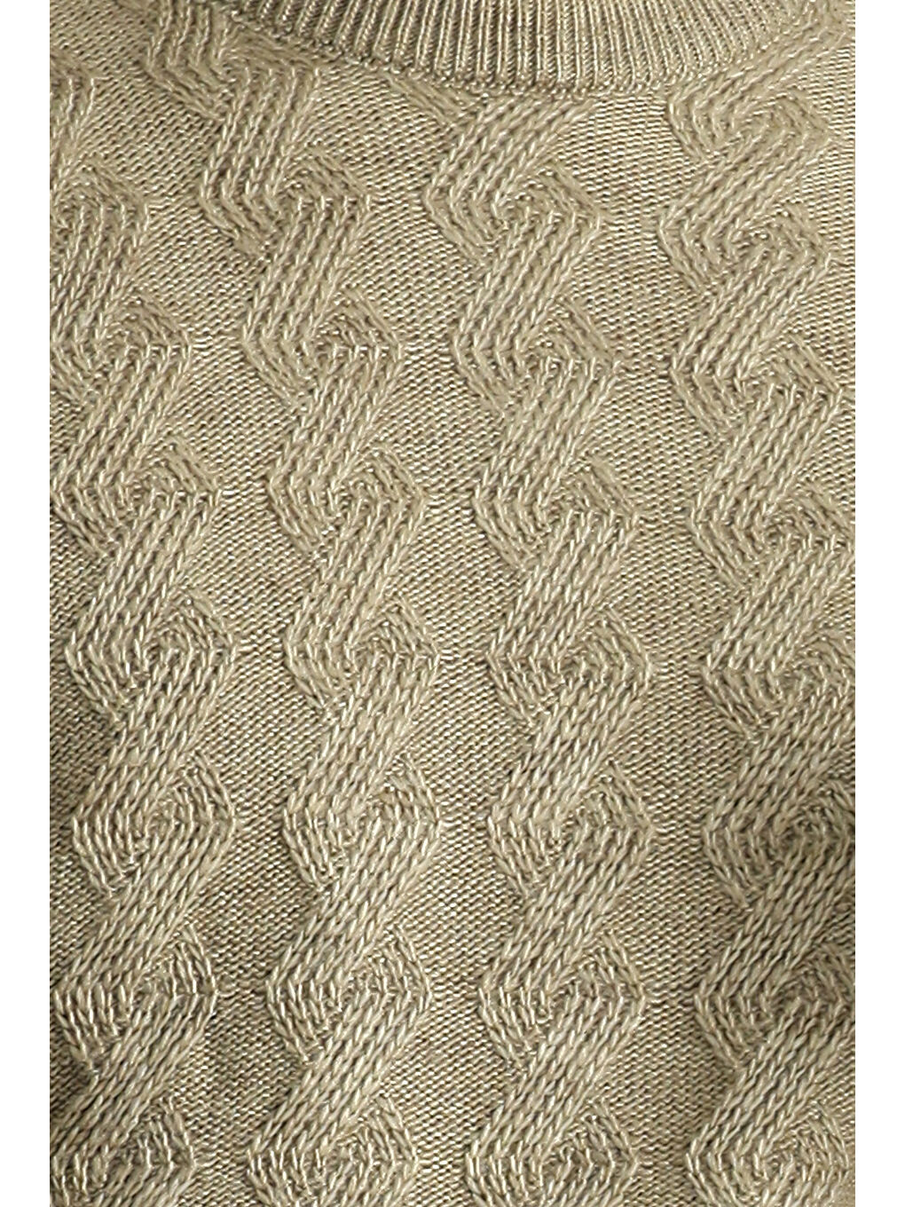 Bej Bisiklet Yaka Slim Fit Dar Kesim Desenli Triko Kazak-4