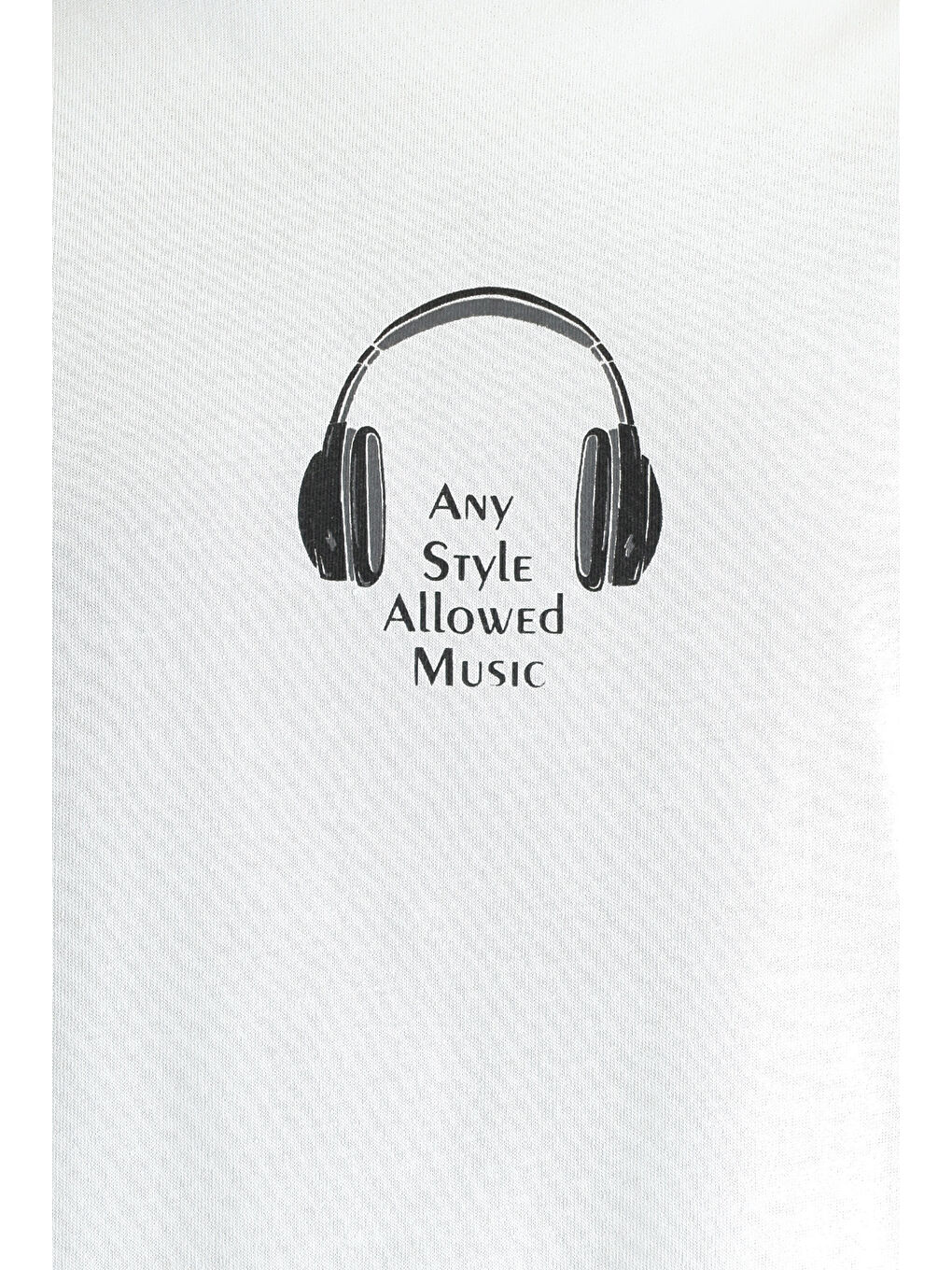 Beyaz Bisiklet Yaka Oversize Baskılı Süprem Pamuk Tişört-5