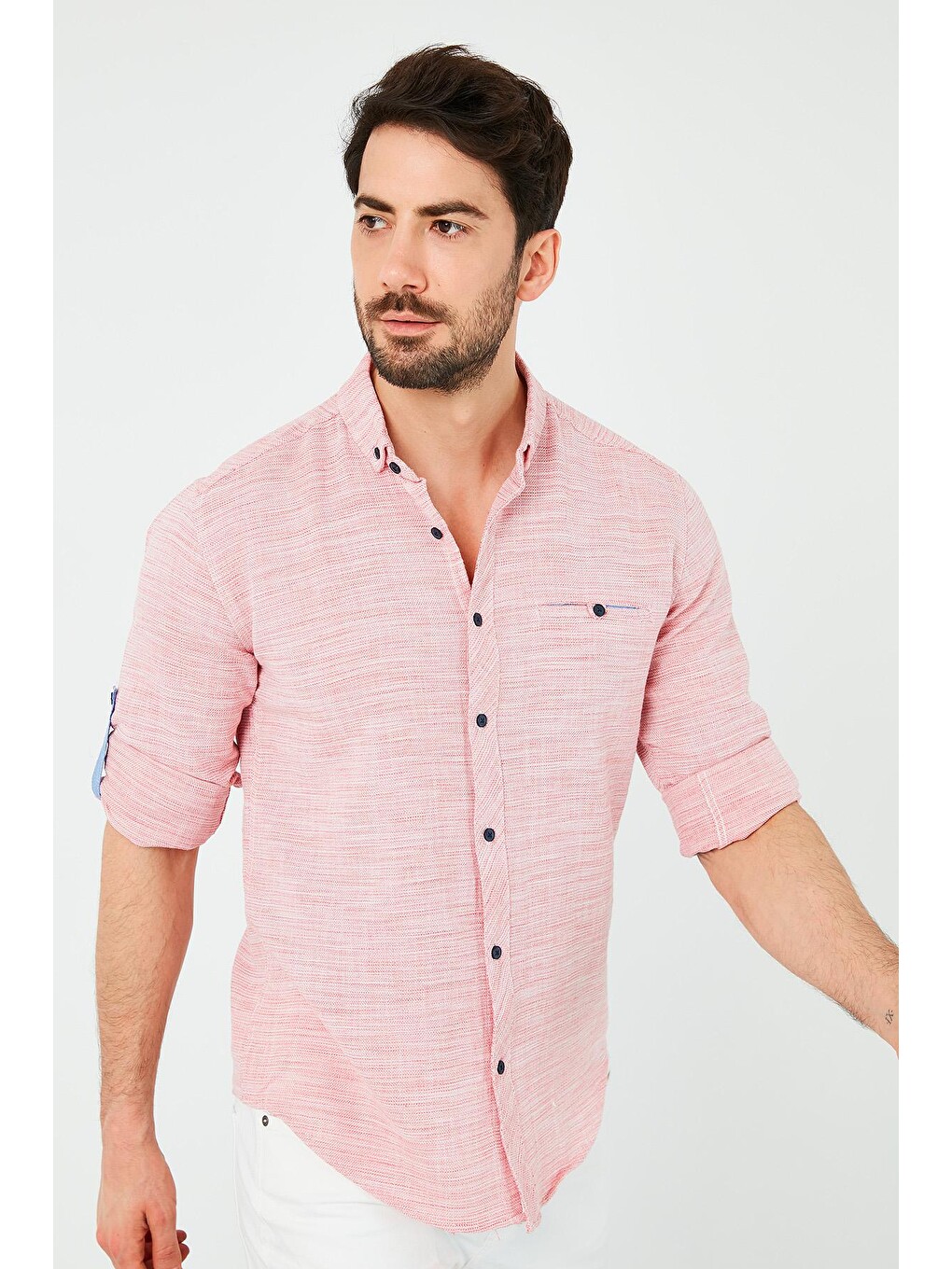 Kırmızı % 100 Pamuklu Slim Fit Uzun Kollu Gömlek Cf21s111498-2