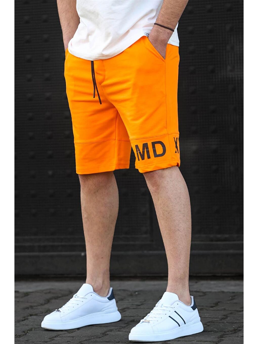 Turuncu Baskılı Erkek Bermuda Şort 5493-1