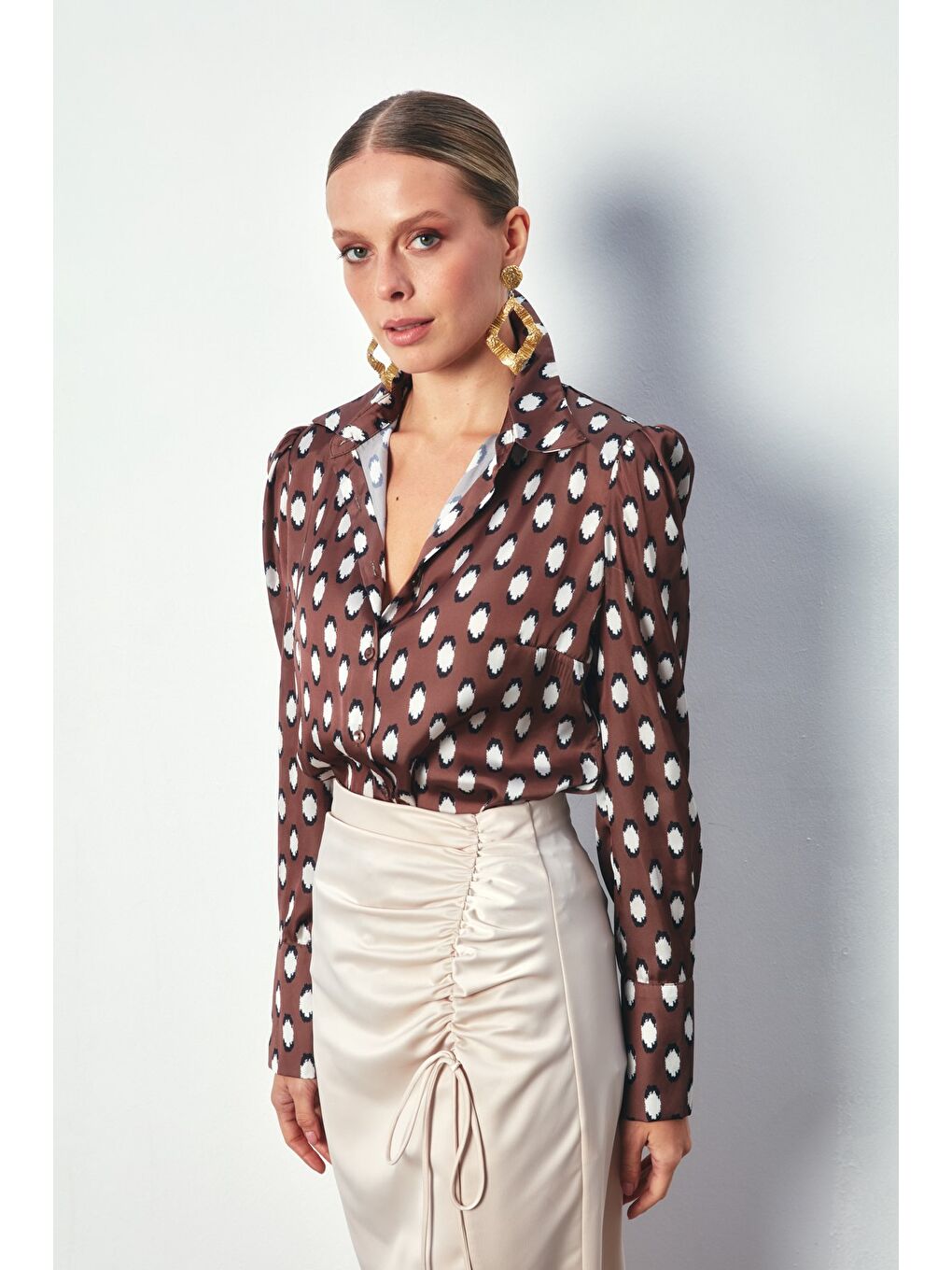 Kahverengi Vatkalı Gömlek - Kahve-2