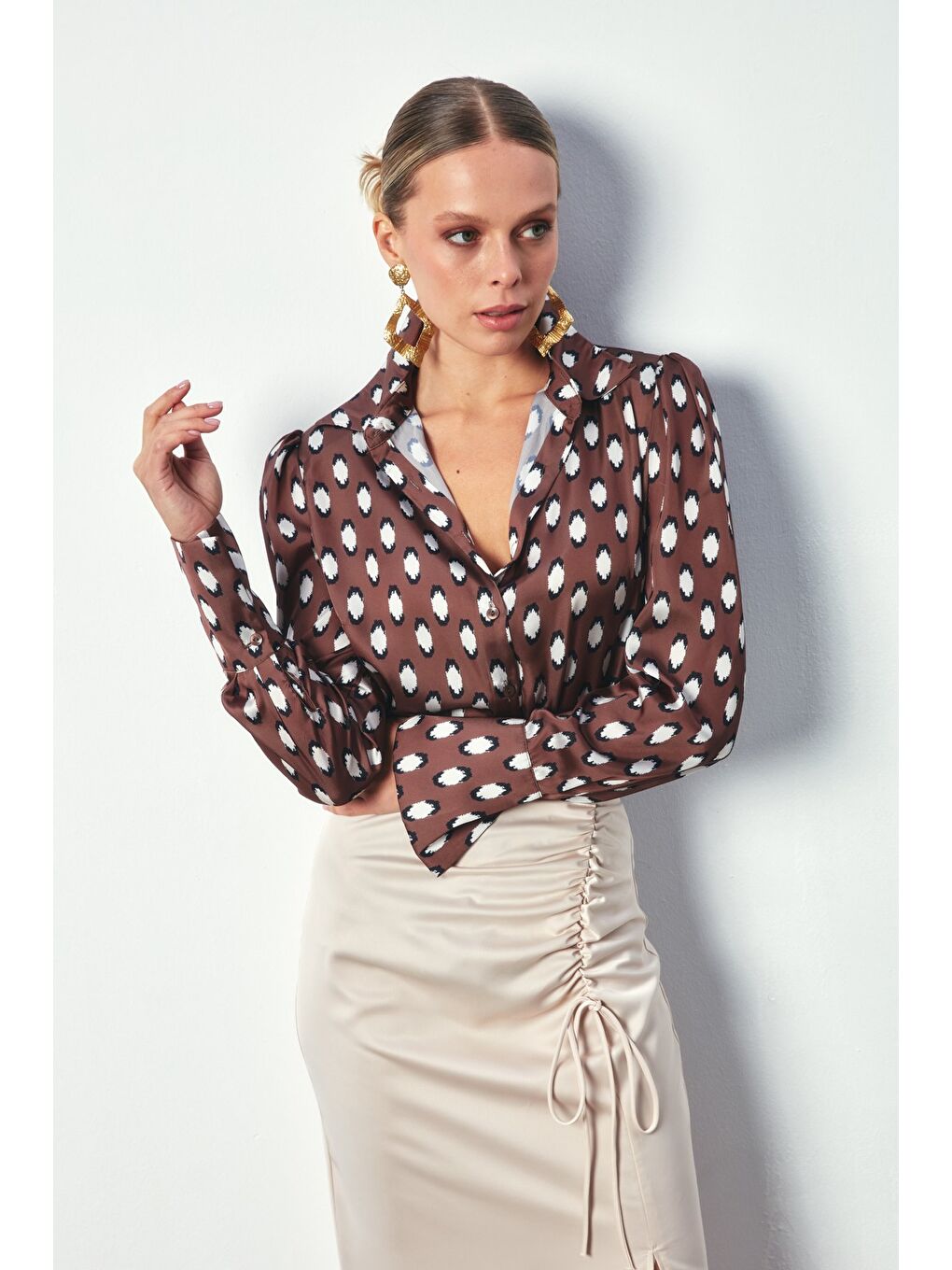 Kahverengi Vatkalı Gömlek - Kahve-3