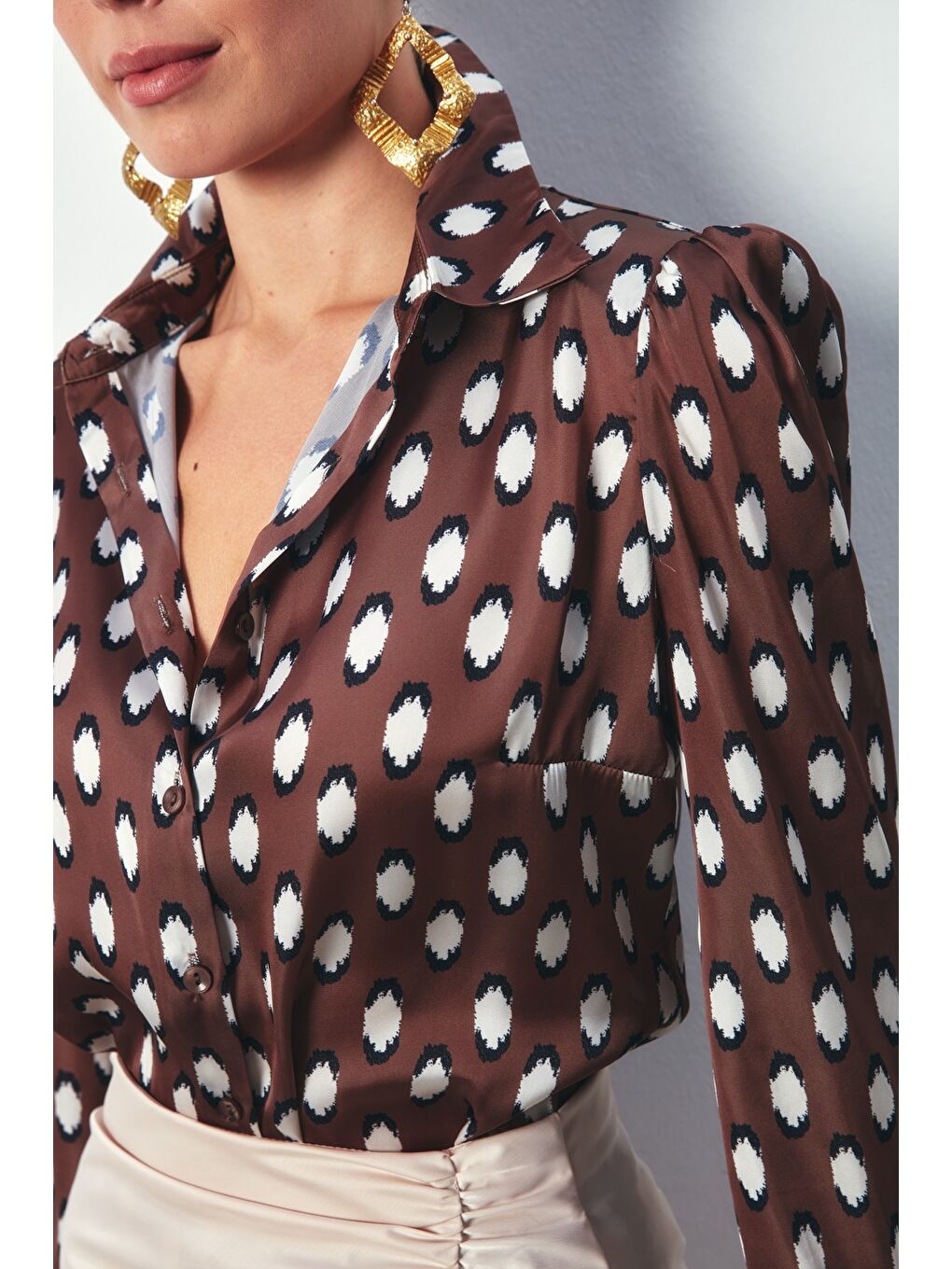 Kahverengi Vatkalı Gömlek - Kahve-4