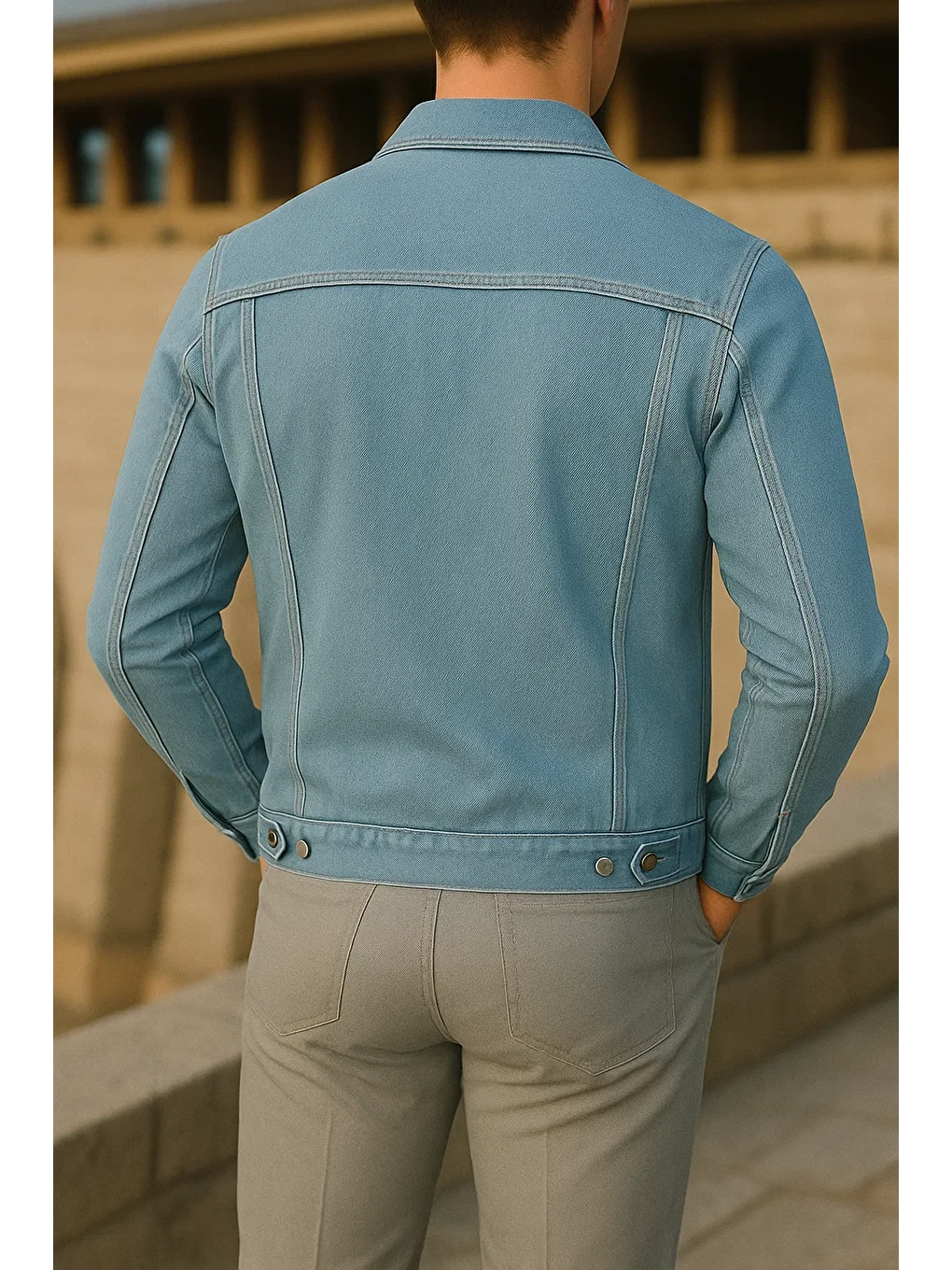 Erkek Mevsimlik Slim Fit Trend Klasik B.mavi Jean Ceket-5