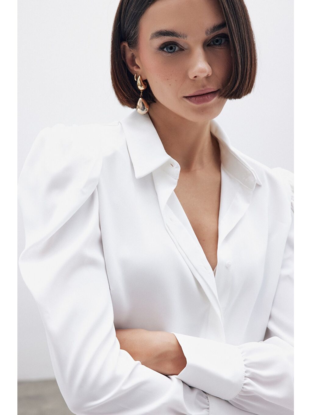 Vatkalı Klasik Gömlek - Ekru-4